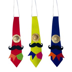 Gravata Enfeitada Poliéster Festa Junina 35cm Cores Sortidas