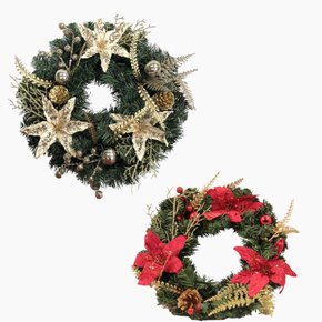 Guirlanda Natalina Decorada Vermelha E Dourada