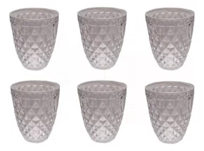 Jogo 6 Copos De Vidro Bico De Abacaxi Transparente 270 ML