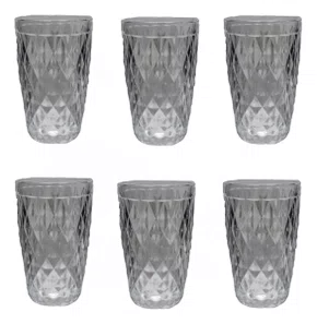 Jogo 6 Copos De Vidro Bico De Abacaxi Transparente 400 ML
