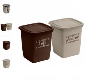 Kit 2 Organizadores 1,95L Quadrados Café Açucar 