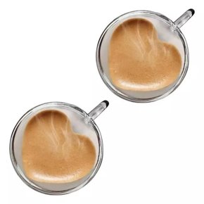 Kit 2 Xícaras Chá Coração Parede Dupla 230ml Vidro