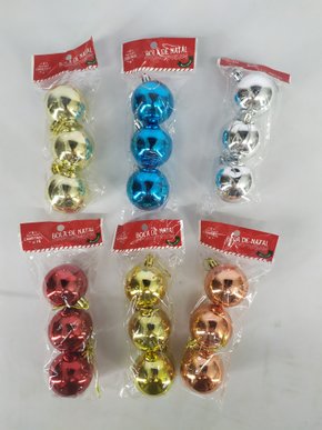 Kit 3 Bolas De Natal 5cm Lisa Cor Sortida Multiart
