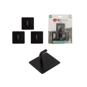 Kit 3 Peças de Gancho Em Ferro Cor Preto Clink