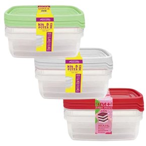 Kit 3 Potes Linha Mais 900ml Cor Sortida Plasvale