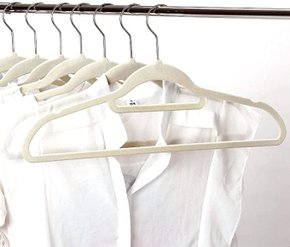 Kit 6 Cabides Aveludados Suporte Central Marfim