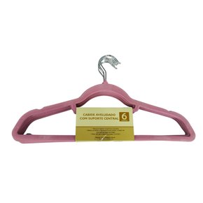 Kit 6 Cabides Aveludados Suporte Central Rose