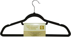 Kit 6 Cabides Aveludados Preto Com Suporte Central