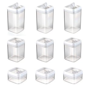 Kit 9 Potes Herméticos Crystal Quadrado