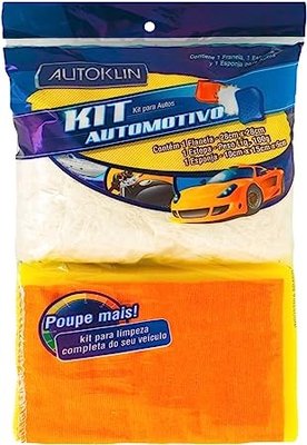 Kit Automotivo Flanela Estopa E Esponja AutoKlin