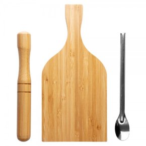 Kit Caipirinha 3 Peças Bambu E Inox