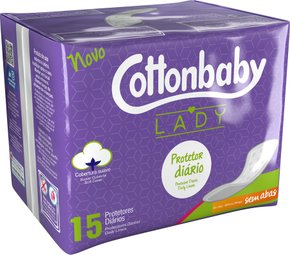 Protetor Diário Lady Sem Abas Cottonbaby 15 Unidades