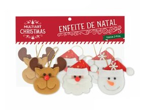 Kit Enfeites Decorativos De Natal 3 Unidades 