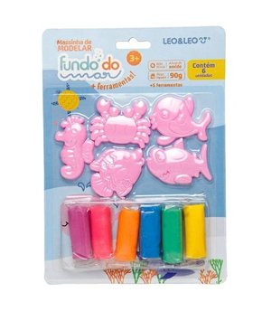 Kit Massa De Modelar 6 Cores 5 Moldes Fundo Do Mar