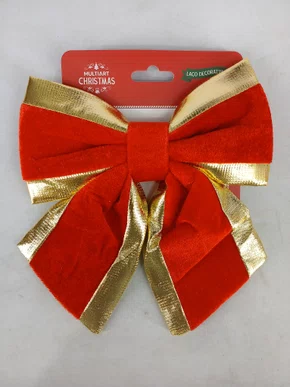 Laço Natalino Avulso Vermelho e Dourado 20 X 25 CM