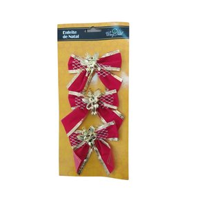 Kit Laços Natalinos Vermelho Anjos 3 Unidades