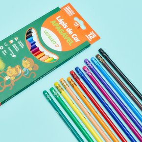 Lápis De Cor Apagável 12 Cores Triangular Leo&Leo