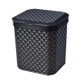 Lixeira Rattan 5L Com Tampa Preto4