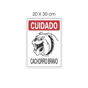 Placa Cuidado Cachorro Bravo 20x30cm