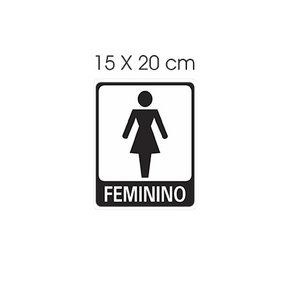 Placa Sanitário Feminino 15x20cm Preto