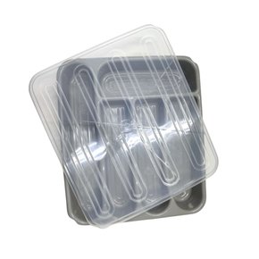 Porta Talheres Com Tampa Cor Cinza Granizo Plasvale