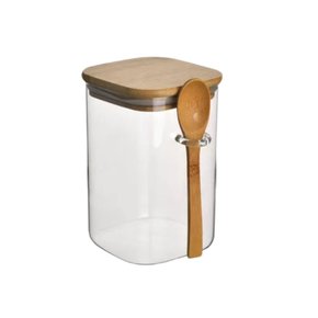 Pote De Vidro Com Tampa E Colher De Bambu 550ml