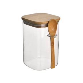 Pote De Vidro Com Tampa E Colher De Bambu 650ml