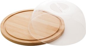 Prato Para Queijo Circular Bambu Com Tampa