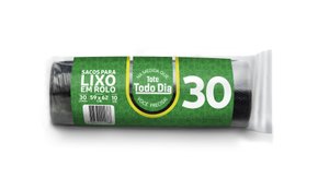 Saco Para Lixo Em Rolo 30L 10 Unidades Preto