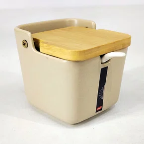 Saleiro Cerâmica Com Tampa Bambu Havana Cuba Fendi 300 ML