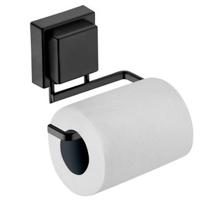 Suporte Papel Higiênco Com Ventosa Preto Fosco