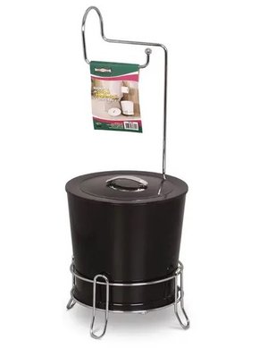 Suporte Papel Higiênico Com Lixeira Preto Cromado