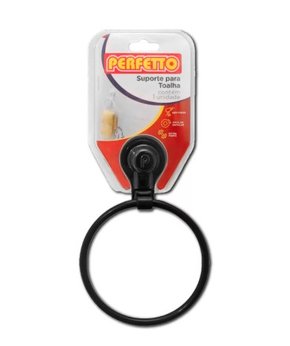 Suporte Porta Toalha De Rosto Preto Com Ventosa