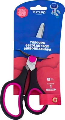 Tesoura Escolar 14 CM Emborrachada Com Escala