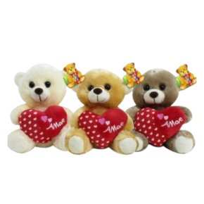 Urso Pelúcia 20cm Coração Cores Sortidas