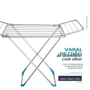 Varal De Chão Alumínio Com Abas 143x56x95cm