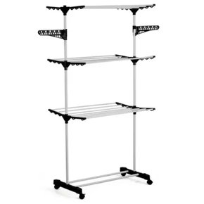 Varal De Roupa Dobrável Vertical Elevare 165cm Cor Preto MEK