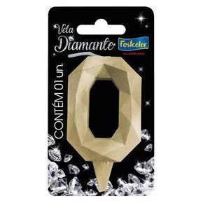 Vela Diamante Número 0 Ouro