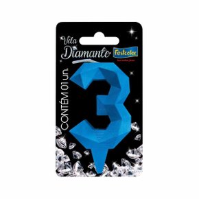 Vela Diamante Número 3 Azul