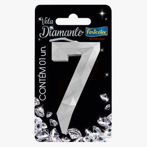 Vela Diamante Número 7 Prata