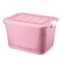 Caixa Organizadora Com Trava E Rodinhas 50 Litros Cor Rose Plasnorthon