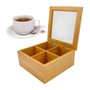 Caixa Para Chá 4 Nichos Bambu 20x20x9cm