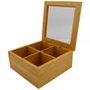 Caixa Para Chá 4 Nichos Bambu 20x20x9cm