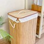 Cesto Roupa Suja De Bambu E Forrado Organizador Multiuso