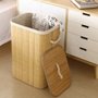 Cesto Roupa Suja De Bambu E Forrado Organizador Multiuso