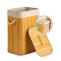 Cesto Roupa Suja De Bambu E Forrado Organizador Multiuso