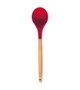 Colher Multiuso Silicone Cabo De Madeira 31cm Vermelho