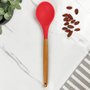 Colher Multiuso Silicone Cabo De Madeira 31cm Vermelho