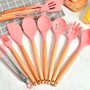 Colher Silicone Cabo Madeira 31cm Rosa/Nude
