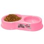 Comedouro Duplo Ração e Água 800ml Cor Rosa Plasvale Pets